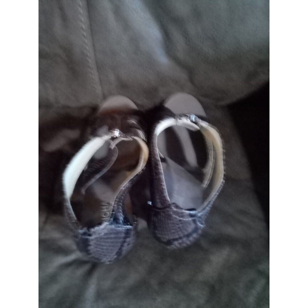 Michael Kors Snake Print Leather Heels Open Toe Zip Up Sandals Black Grey 8M - Picture 8 of 10